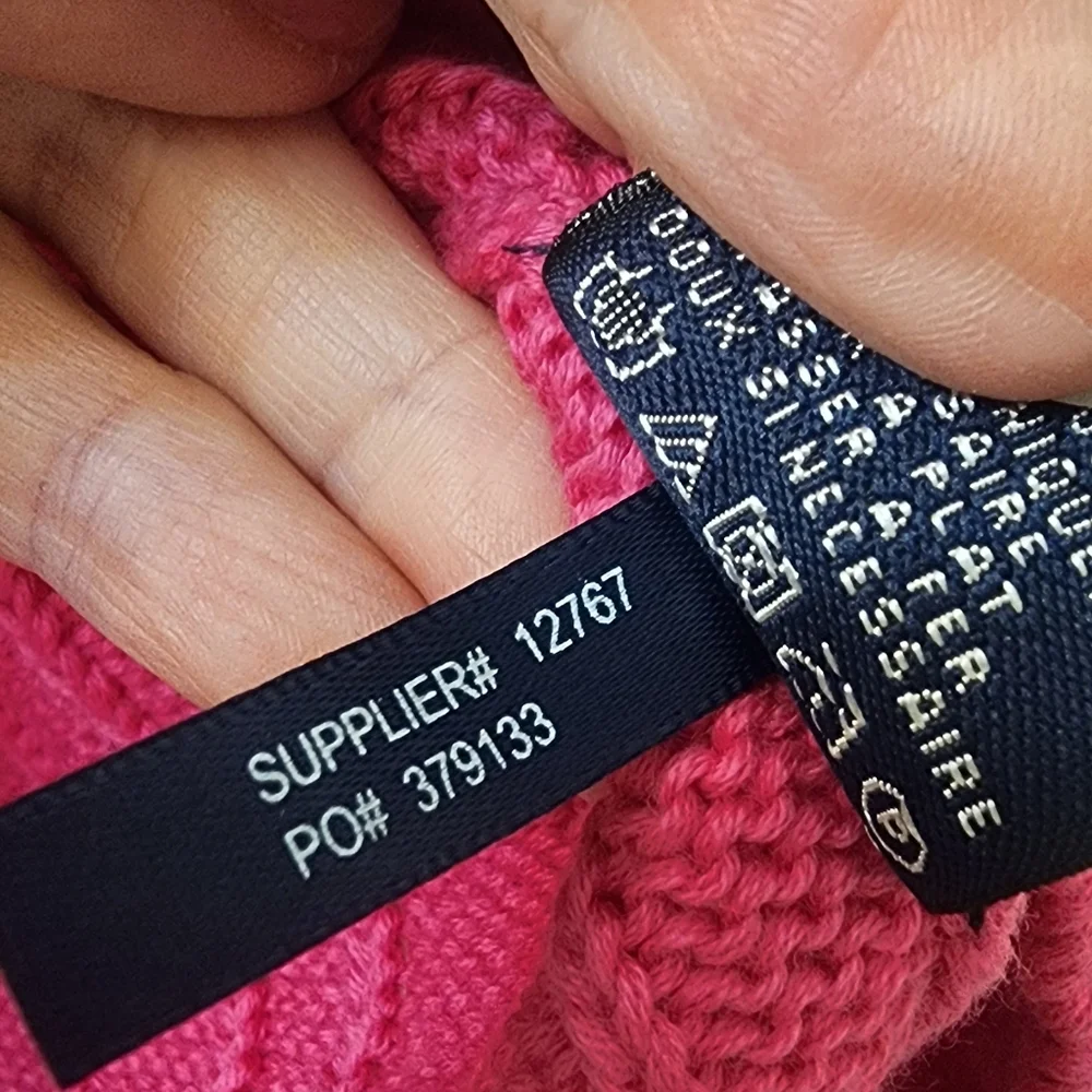 Ralph Lauren Sport Women's Pink Cable Knit Sweater, Size Large, Cotton.